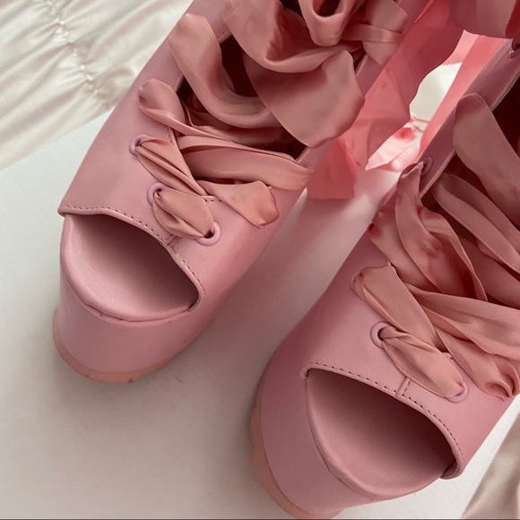 Y.R.U. x Dolls Kill Pink Ballet Bae Platforms - Picture 6 of 13